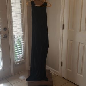 Black dress with tie up leg slit